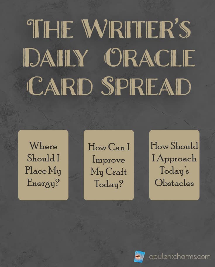 The writer's daily oracle card spread for being creative and writing