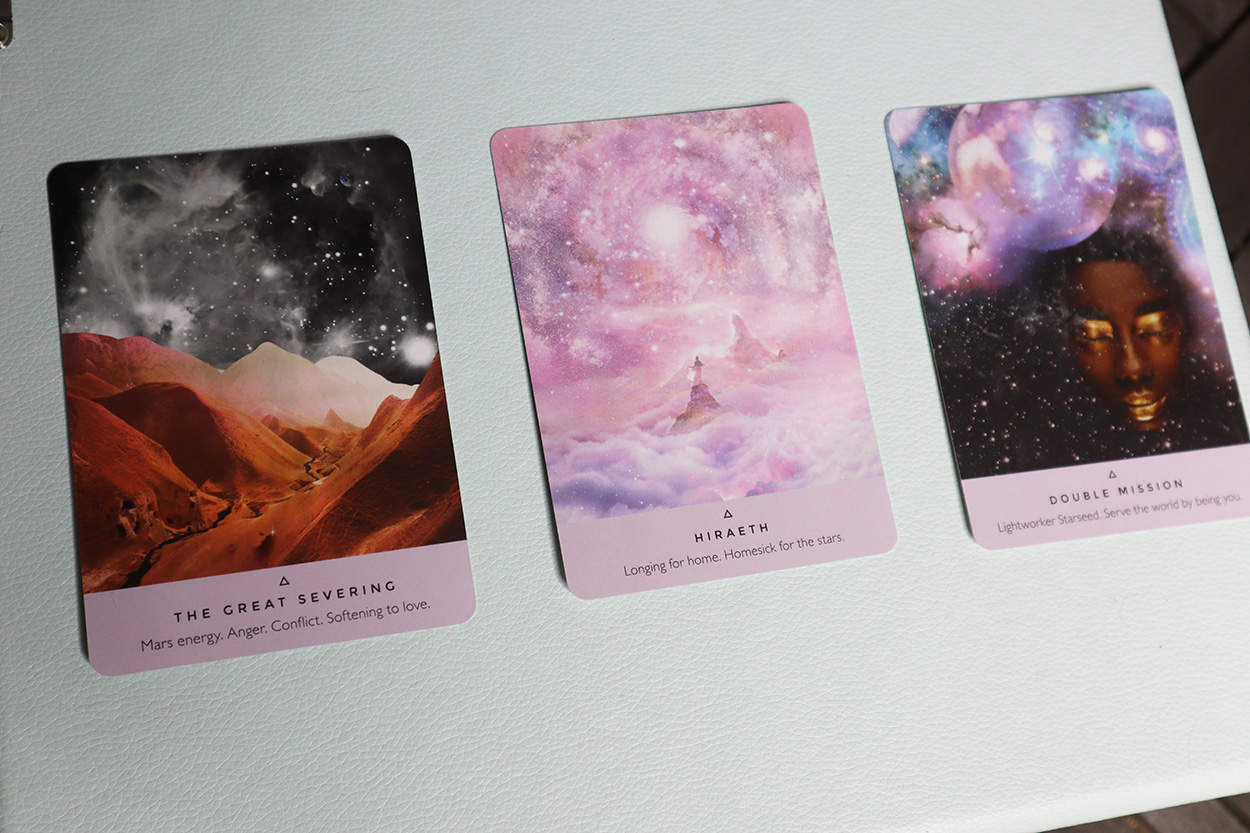 the starseed oracle card three-card spread